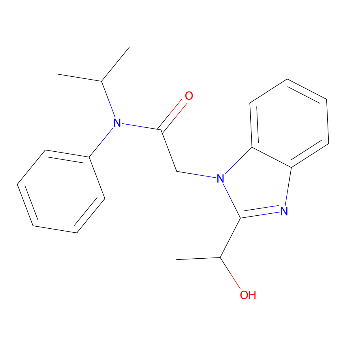 2-(2-(1-hydroxyethyl)-1H-benzo[d]imidazol-1-yl)-N-isopropyl-N-phenylacetamide molecular structure, CAS 305347-23-3