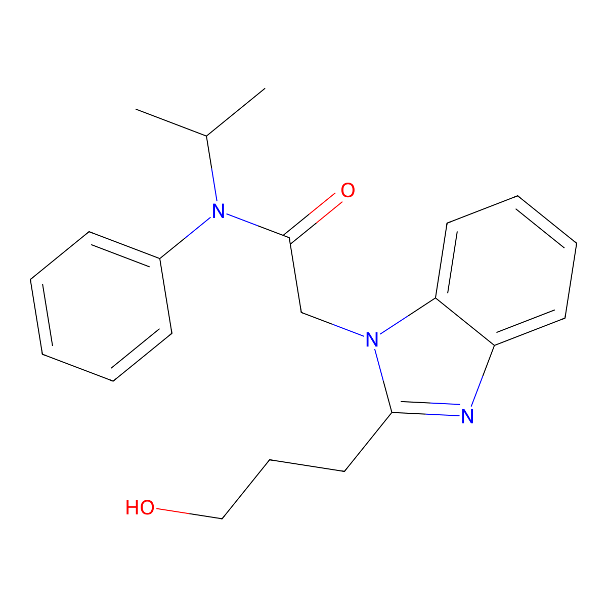 2-(2-(3-hydroxypropyl)-1H-benzo[d]imidazol-1-yl)-N-isopropyl-N-phenylacetamide molecular structure, CAS 305347-26-6