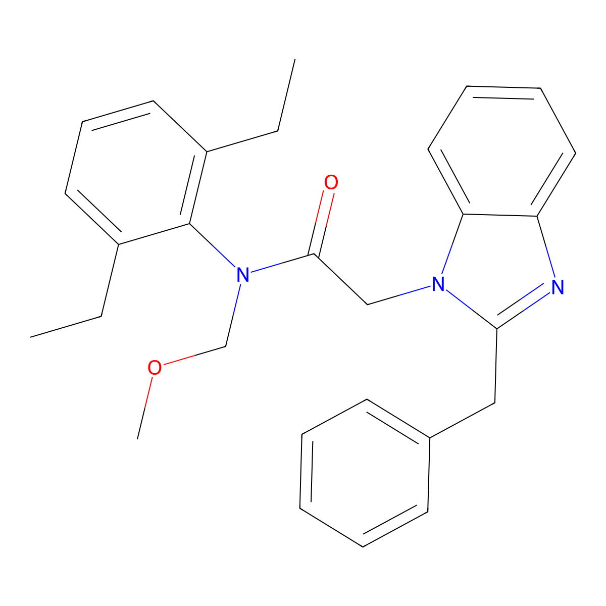 2-(2-benzyl-1H-benzimidazol-1-yl)-N-(2,6-diethylphenyl)-N-(methoxymethyl)acetamide molecular structure, CAS 305347-28-8