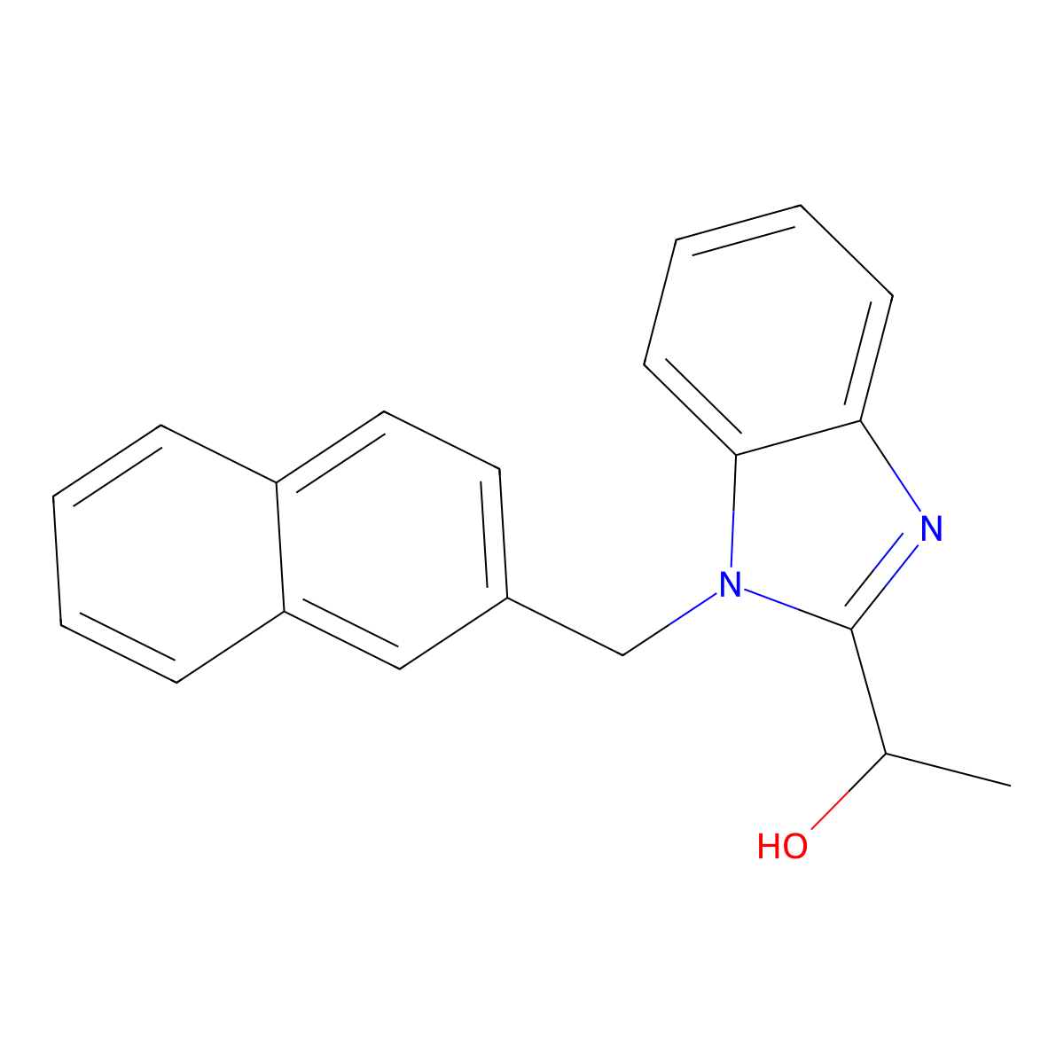 1-[1-(Naphthalen-2-ylmethyl)benzimidazol-2-yl]ethanol molecular structure, CAS 305347-37-9