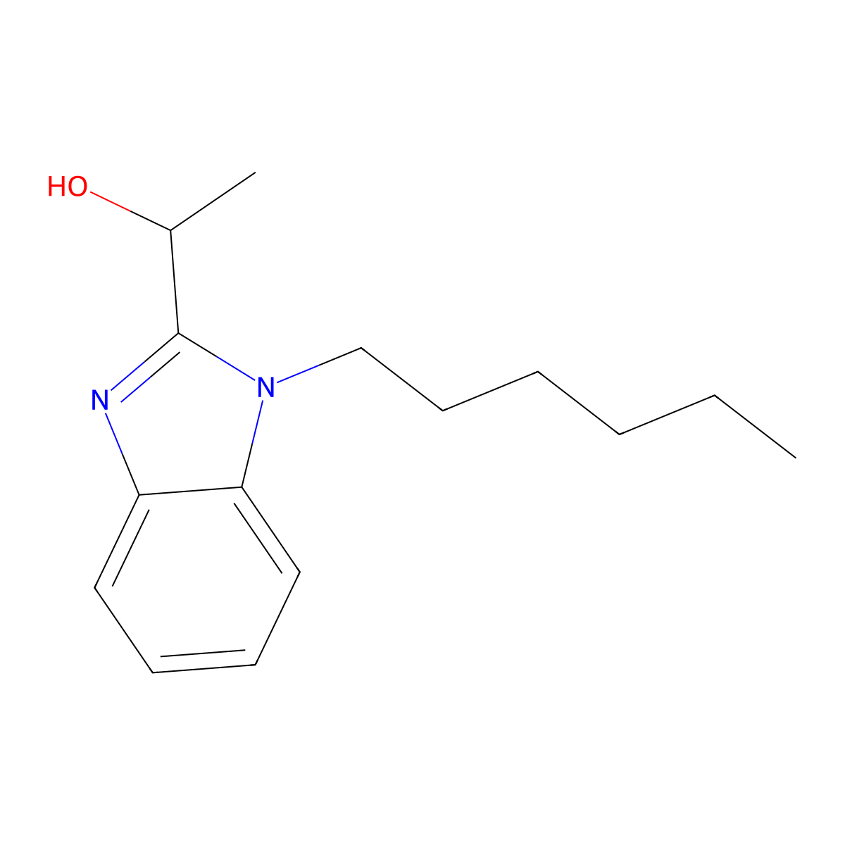 1-(1-hexyl-1H-benzo[d]imidazol-2-yl)ethanol molecular structure, CAS 305347-47-1