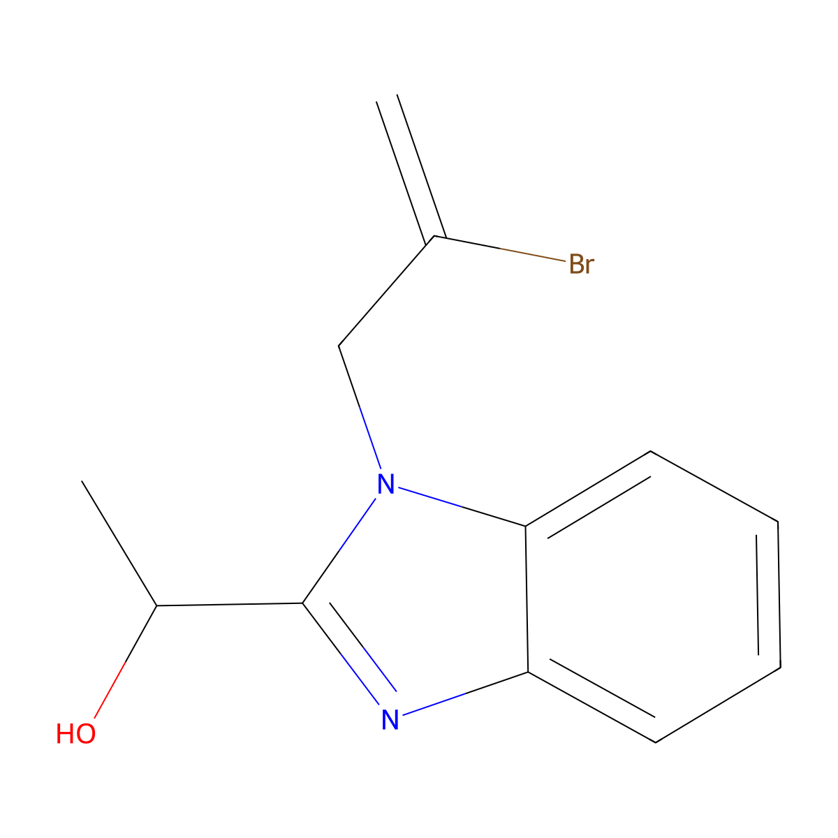 1-(1-(2-bromoallyl)-1H-benzo[d]imidazol-2-yl)ethanol molecular structure, CAS 305347-54-0