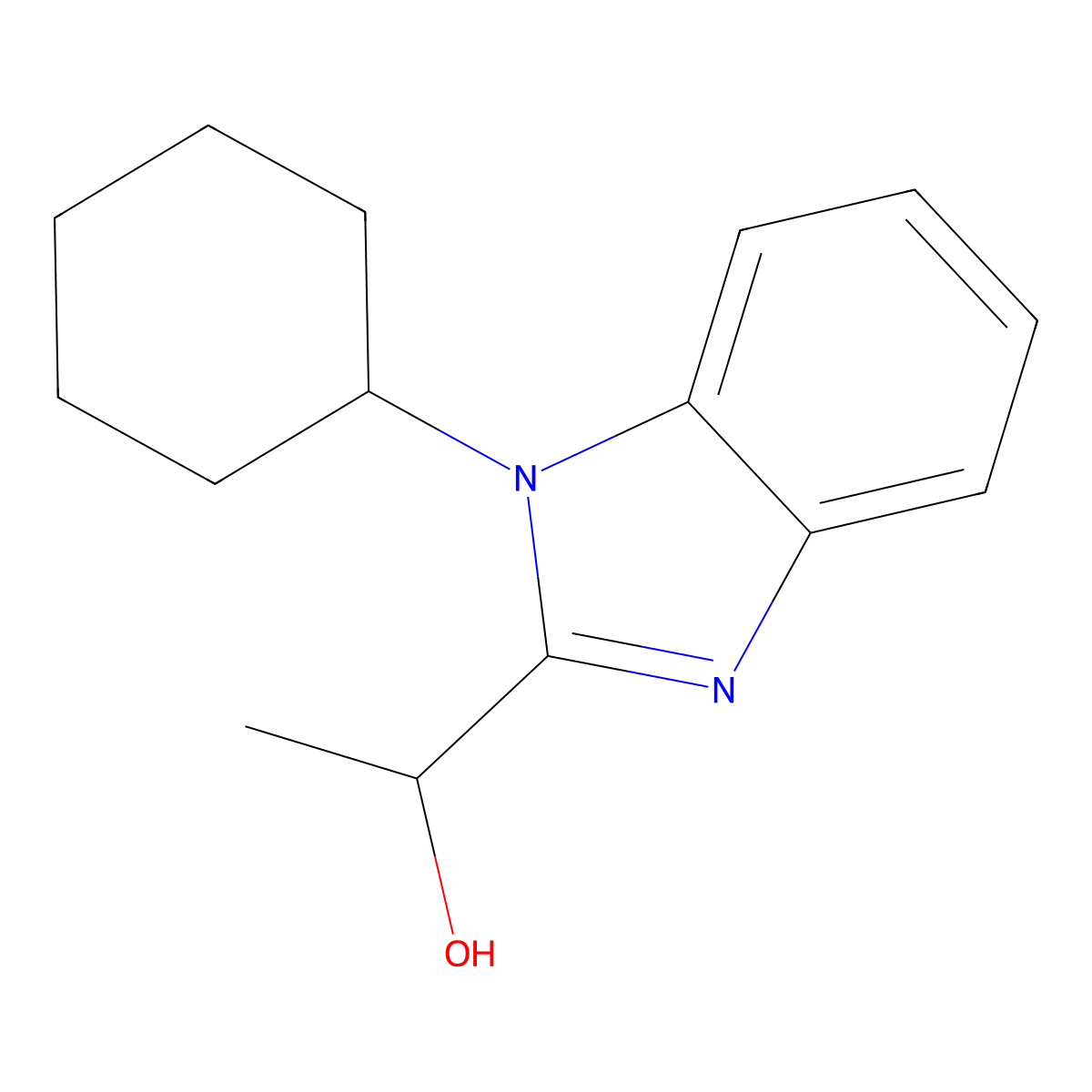 1-(1-cyclohexyl-1H-benzimidazol-2-yl)ethanol molecular structure, CAS 305347-59-5