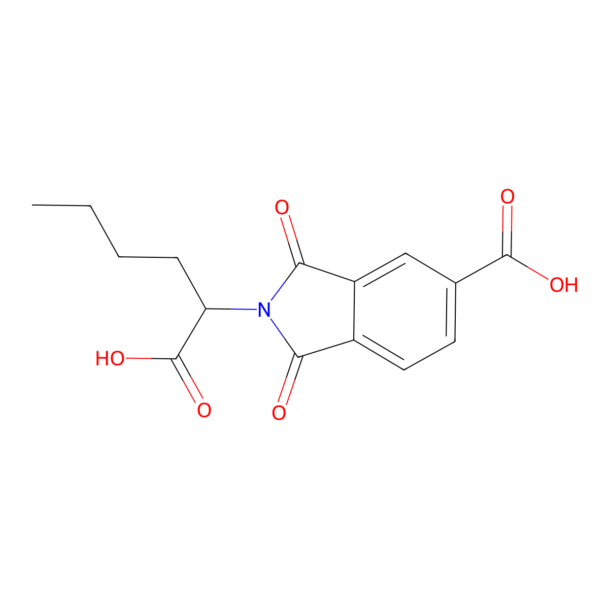 2-(1-carboxypentyl)-1,3-dioxo-2,3-dihydro-1H-isoindole-5-carboxylic acid molecular structure, CAS 305348-42-9