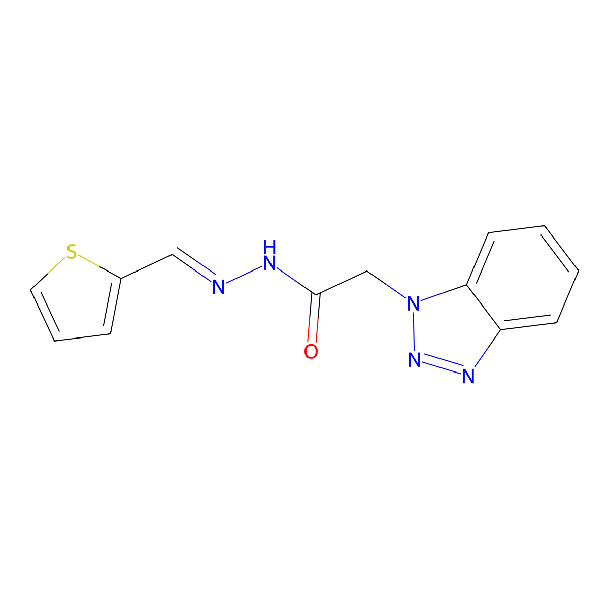 2-(benzotriazol-1-yl)-N-(thiophen-2-ylmethylideneamino)acetamide molecular structure, CAS 305353-60-0