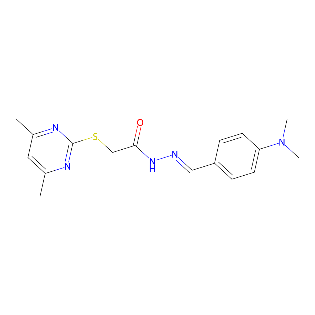 N'-(4-(dimethylamino)benzylidene)-2-((4,6-dimethylpyrimidin-2-yl)thio)acetohydrazide molecular structure, CAS 305354-33-0