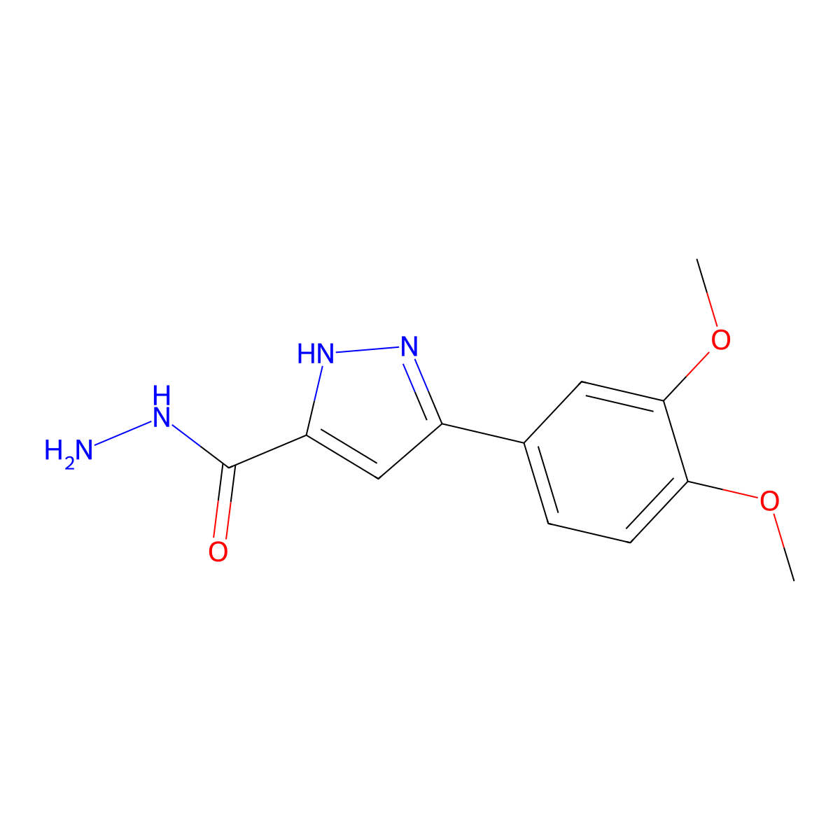 3-(3,4-dimethoxyphenyl)-1H-pyrazole-5-carbohydrazide molecular structure, CAS 305354-90-9