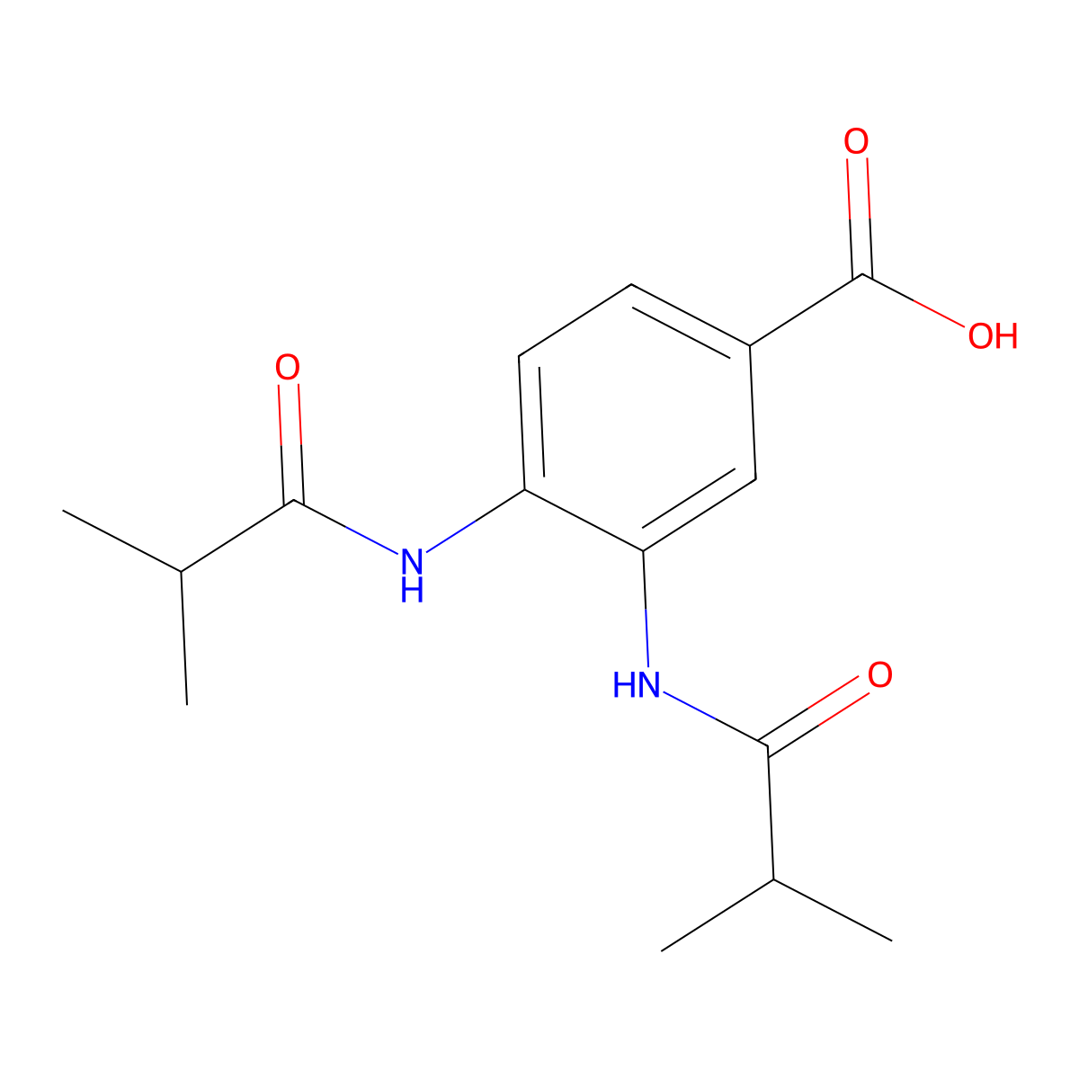 3,4-Bis(2-methylpropanoylamino)benzoic acid molecular structure, CAS 305357-77-1