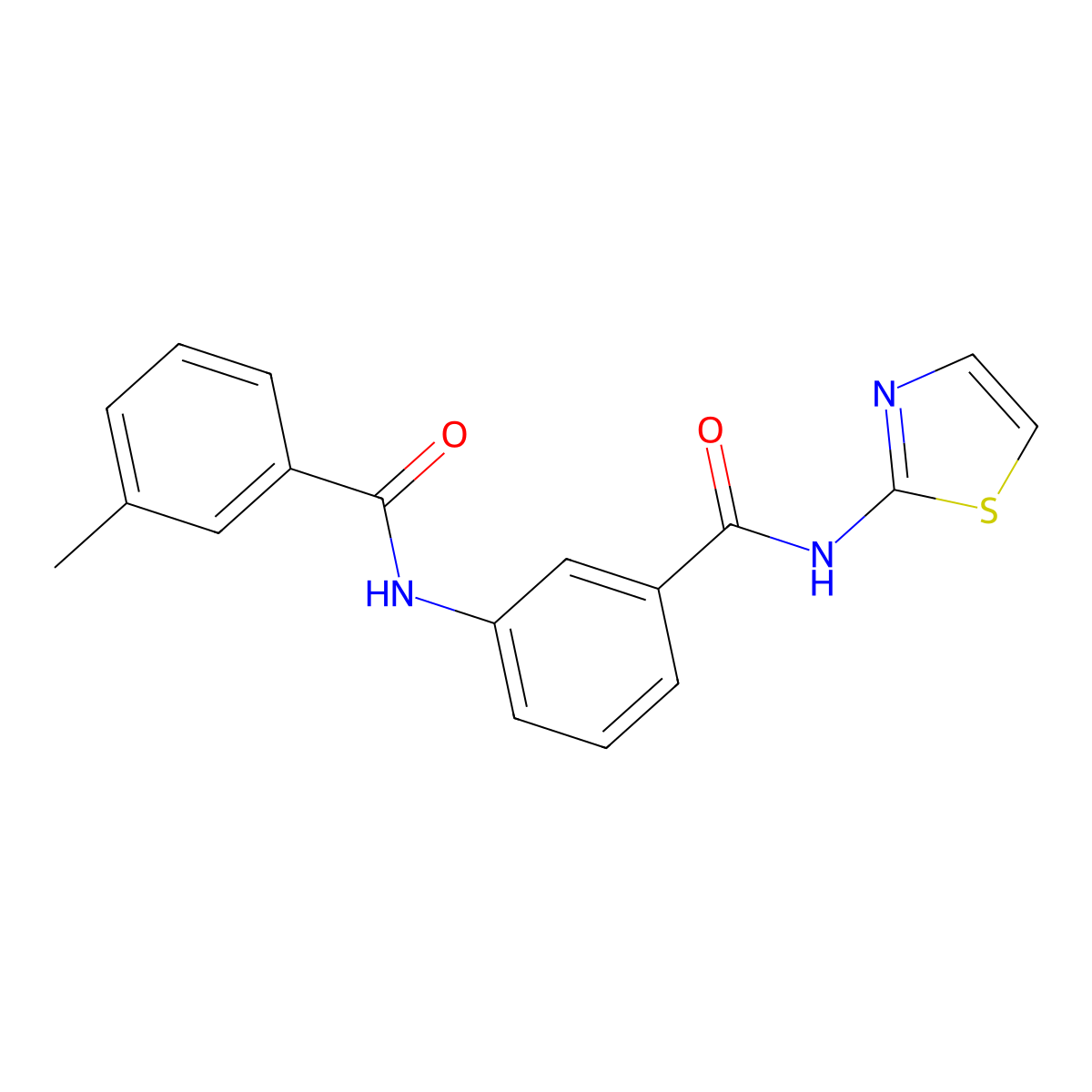 3-methyl-N-[3-(1,3-thiazol-2-ylcarbamoyl)phenyl]benzamide molecular structure, CAS 305357-83-9