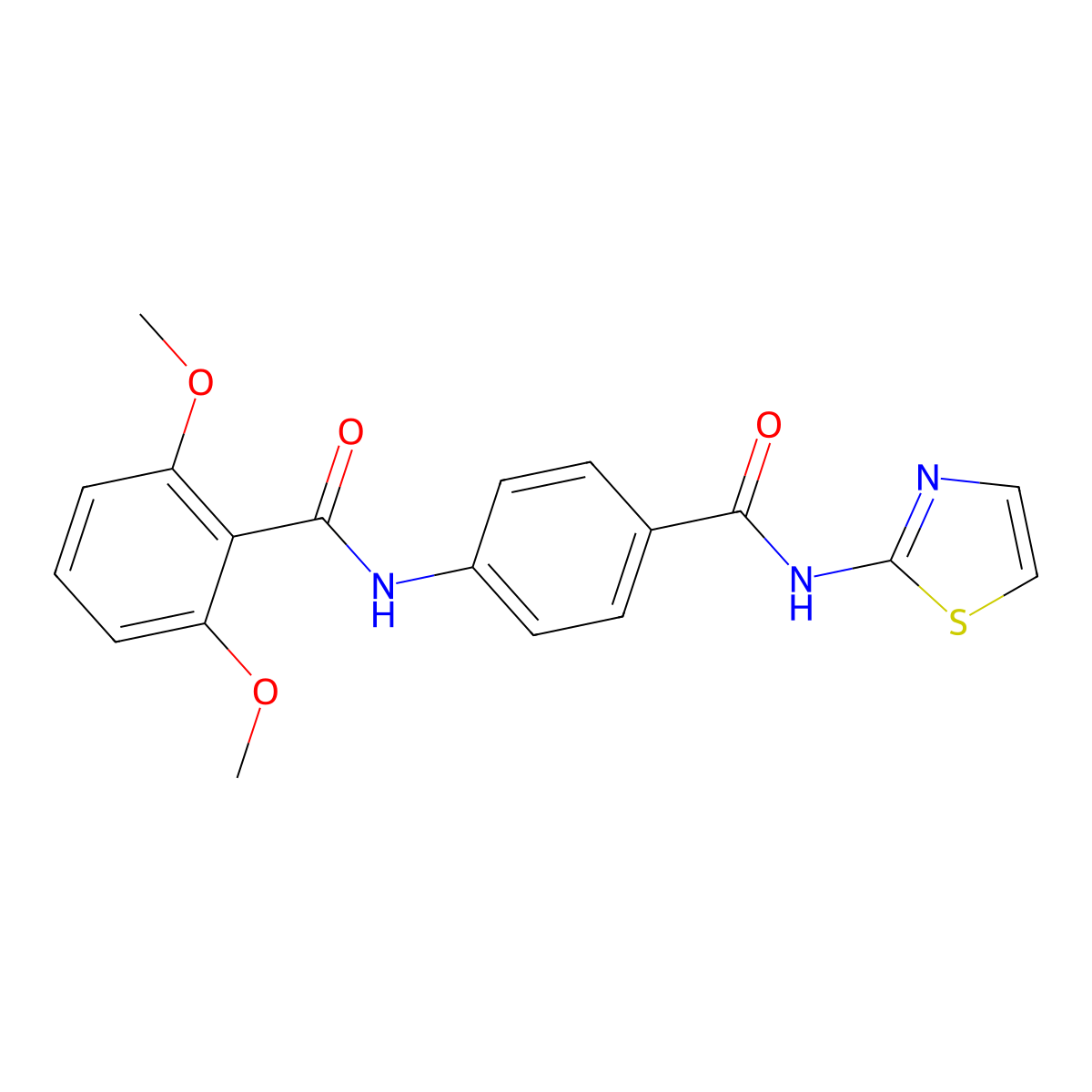 2,6-dimethoxy-N-[4-(1,3-thiazol-2-ylcarbamoyl)phenyl]benzamide molecular structure, CAS 305358-09-2