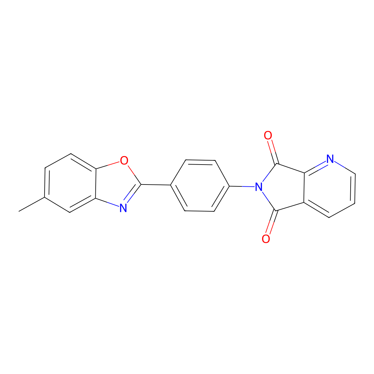 6-[4-(5-Methyl-1,3-benzoxazol-2-yl)phenyl]pyrrolo[3,4-b]pyridine-5,7-dione molecular structure, CAS 305358-38-7