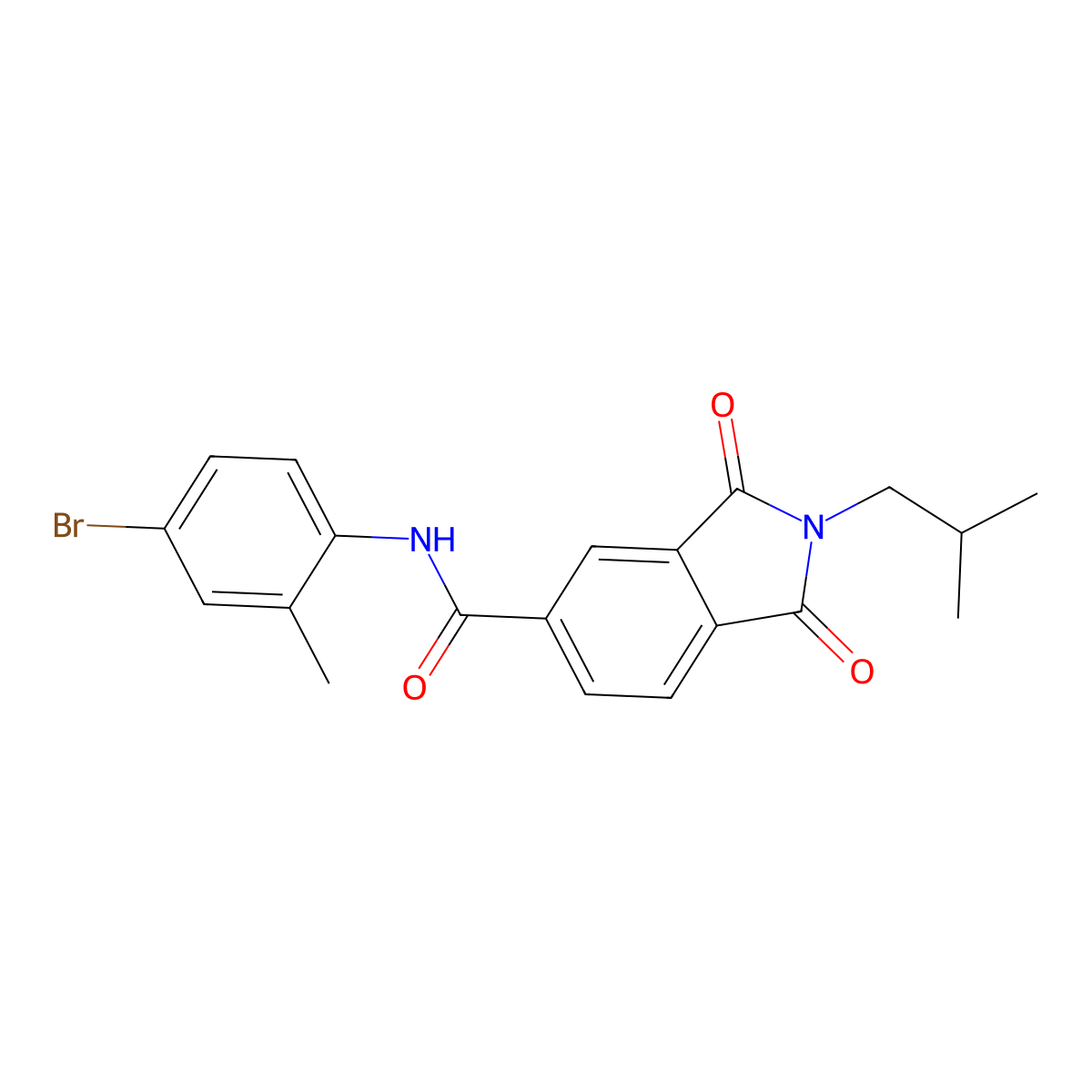 N-(4-bromo-2-methylphenyl)-2-(2-methylpropyl)-1,3-dioxoisoindole-5-carboxamide molecular structure, CAS 305358-43-4
