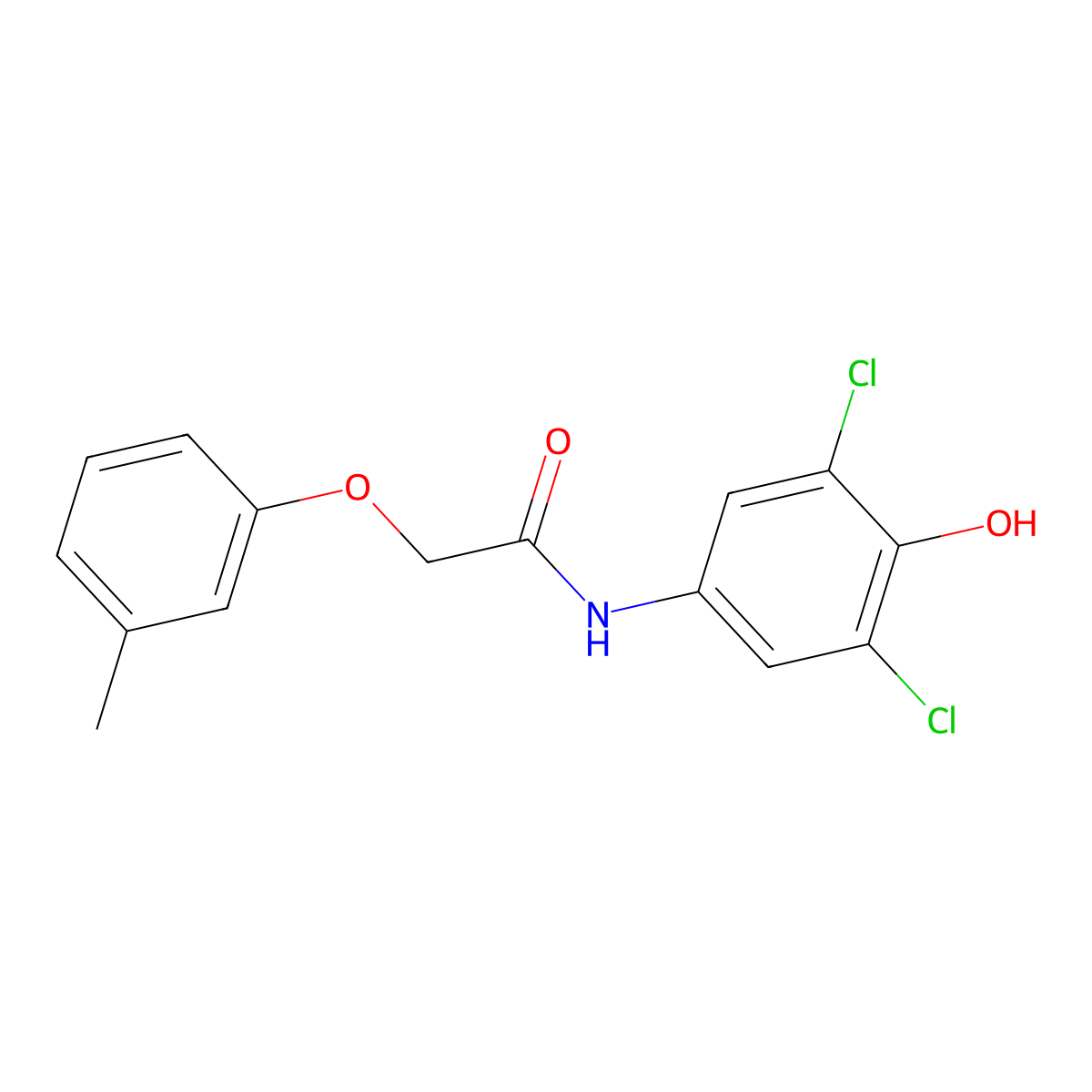 N-(3,5-dichloro-4-hydroxyphenyl)-2-(3-methylphenoxy)acetamide molecular structure, CAS 305358-53-6