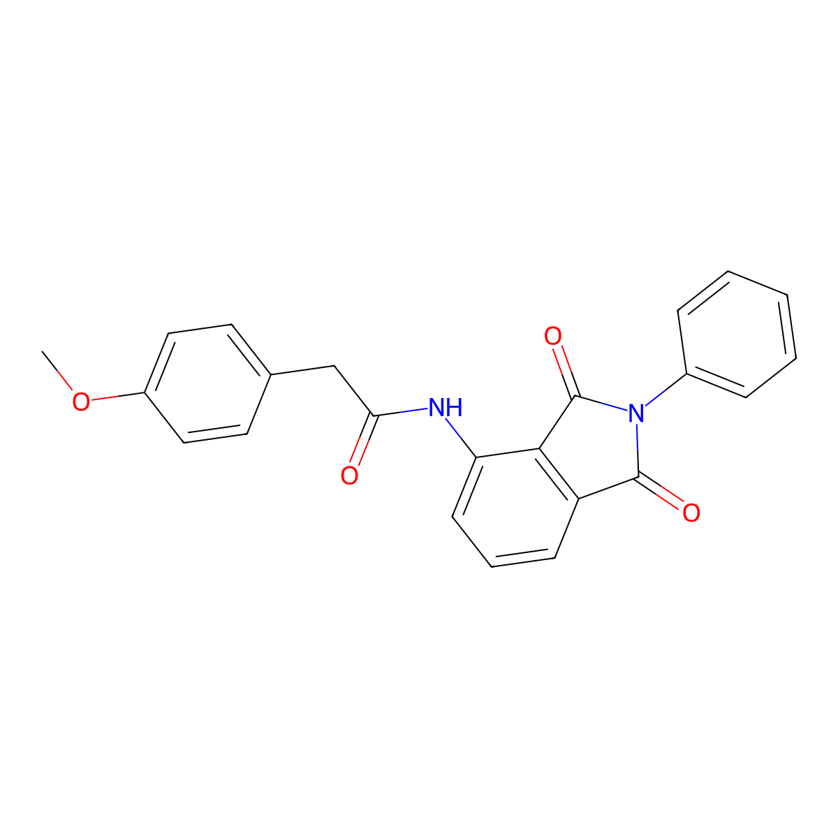 N-(1,3-dioxo-2-phenylisoindol-4-yl)-2-(4-methoxyphenyl)acetamide molecular structure, CAS 305358-76-3