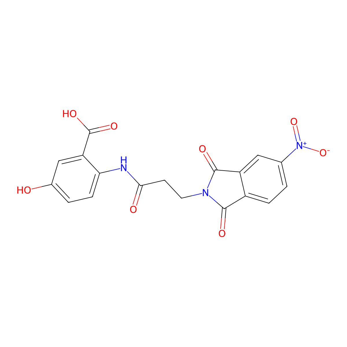5-hydroxy-2-{[3-(5-nitro-1,3-dioxo-1,3-dihydro-2H-isoindol-2-yl)propanoyl]amino}benzoic acid molecular structure, CAS 305358-79-6