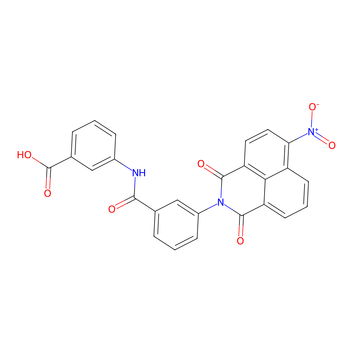 3-({[3-(6-nitro-1,3-dioxo-1H-benzo[de]isoquinolin-2(3H)-yl)phenyl]carbonyl}amino)benzoic acid molecular structure, CAS 305358-87-6
