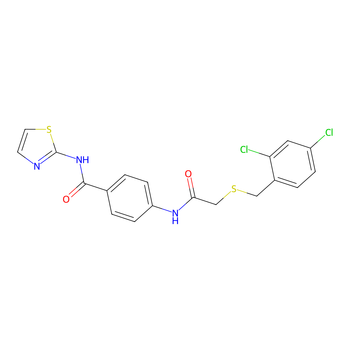 4-[[2-[(2,4-dichlorophenyl)methylsulfanyl]acetyl]amino]-N-(1,3-thiazol-2-yl)benzamide molecular structure, CAS 305358-92-3