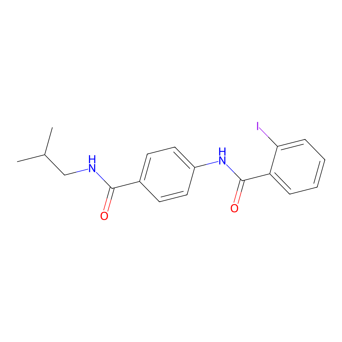 2-iodo-N-[4-(2-methylpropylcarbamoyl)phenyl]benzamide molecular structure, CAS 305358-95-6