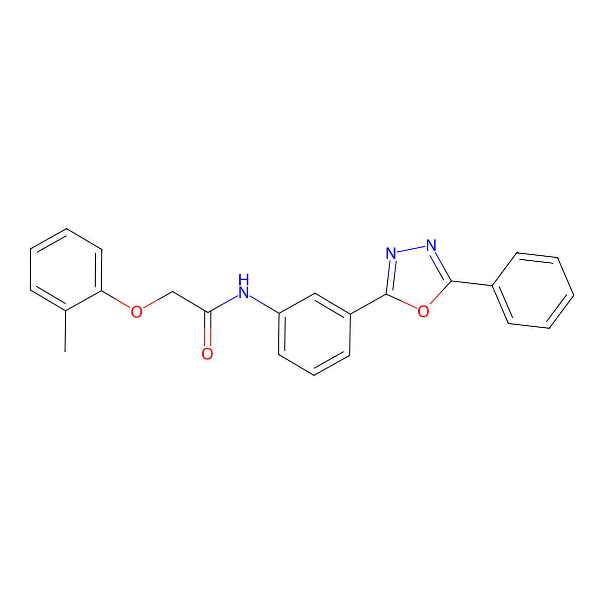 2-(2-methylphenoxy)-N-[3-(5-phenyl-1,3,4-oxadiazol-2-yl)phenyl]acetamide molecular structure, CAS 305359-01-7