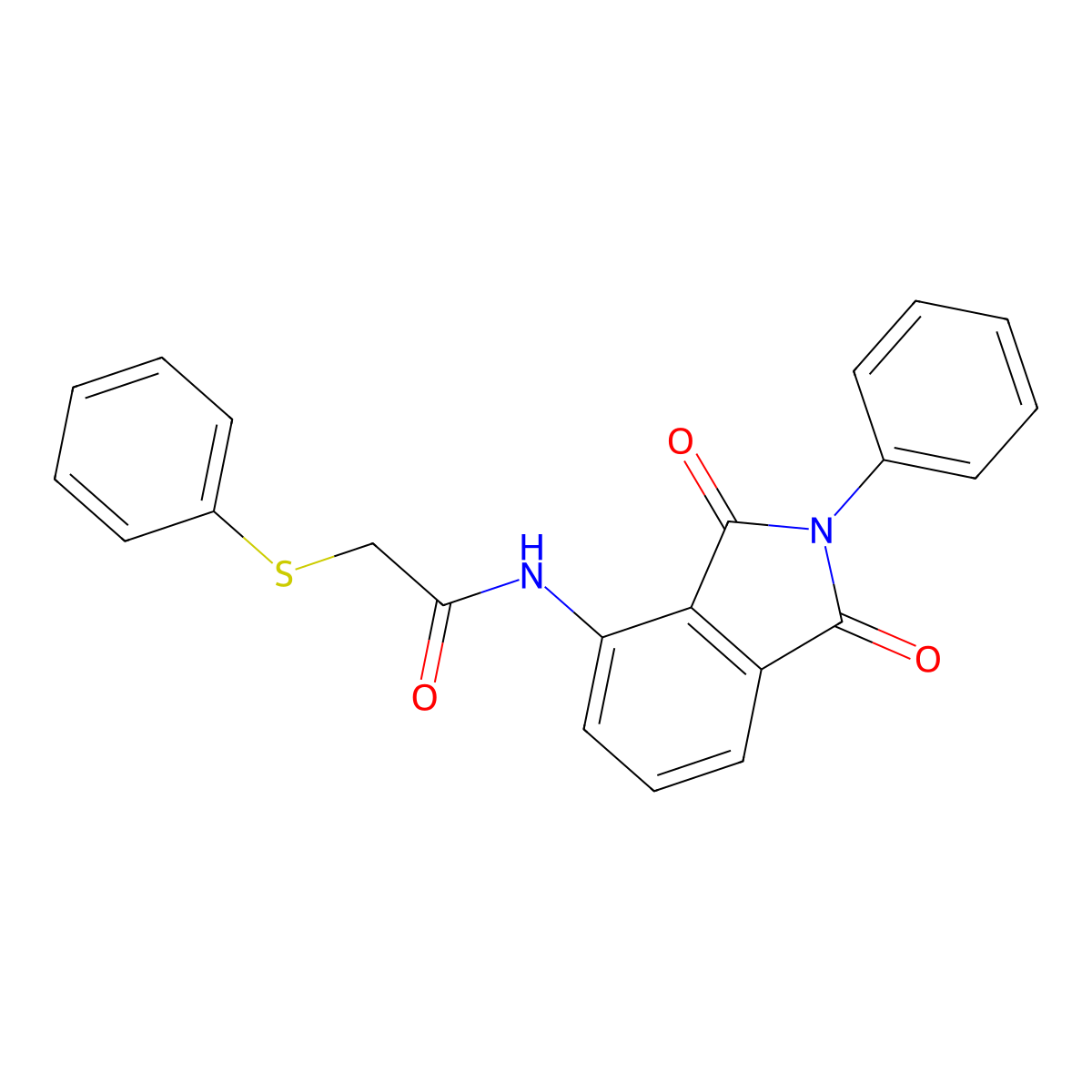 N-(1,3-dioxo-2-phenylisoindol-4-yl)-2-phenylsulfanylacetamide molecular structure, CAS 305359-29-9
