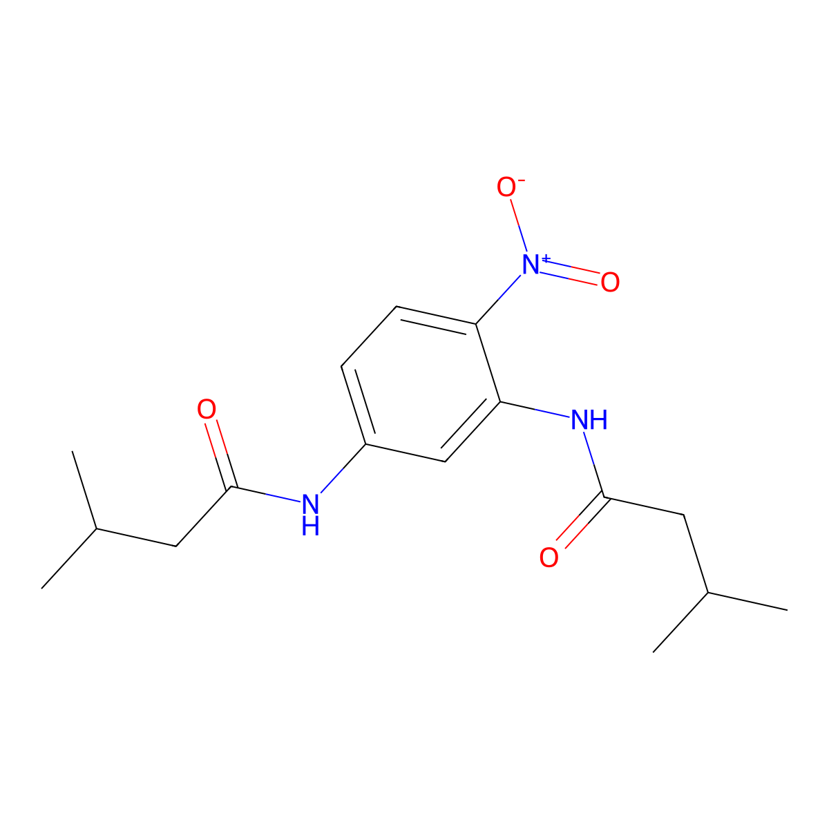 3-methyl-N-[3-(3-methylbutanoylamino)-4-nitrophenyl]butanamide molecular structure, CAS 305359-41-5