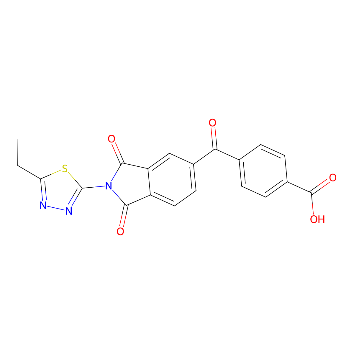 4-{[2-(5-ethyl-1,3,4-thiadiazol-2-yl)-1,3-dioxo-2,3-dihydro-1H-isoindol-5-yl]carbonyl}benzoic acid molecular structure, CAS 305359-42-6