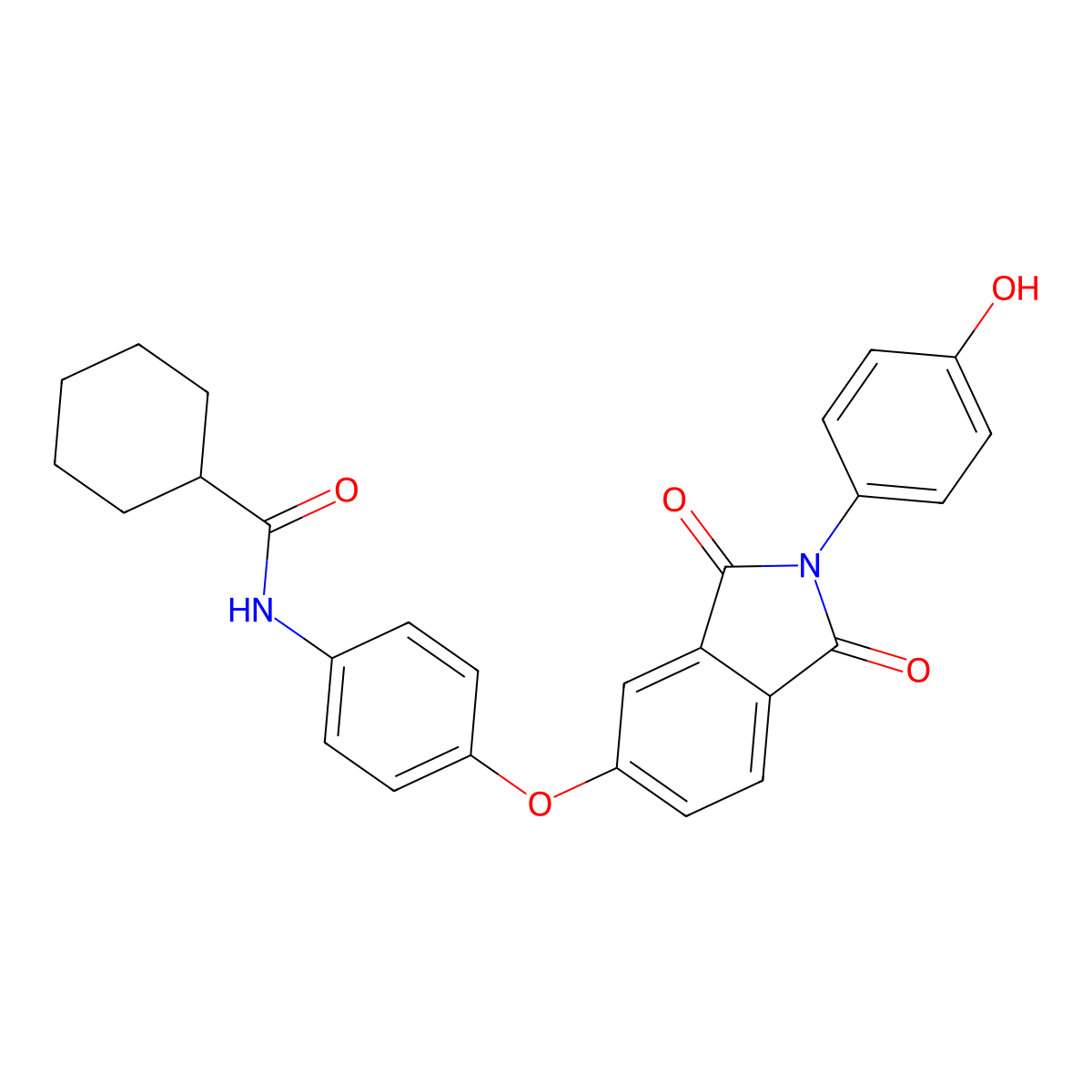 N-[4-[2-(4-hydroxyphenyl)-1,3-dioxoisoindol-5-yl]oxyphenyl]cyclohexanecarboxamide molecular structure, CAS 305359-62-0