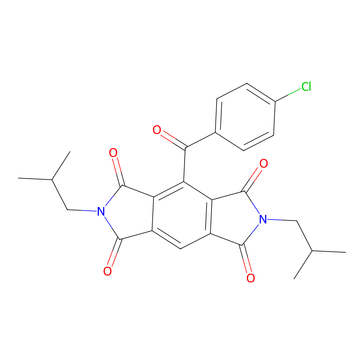 8-(4-Chlorobenzoyl)-2,6-bis(2-methylpropyl)pyrrolo[3,4-f]isoindole-1,3,5,7-tetrone molecular structure, CAS 305359-65-3