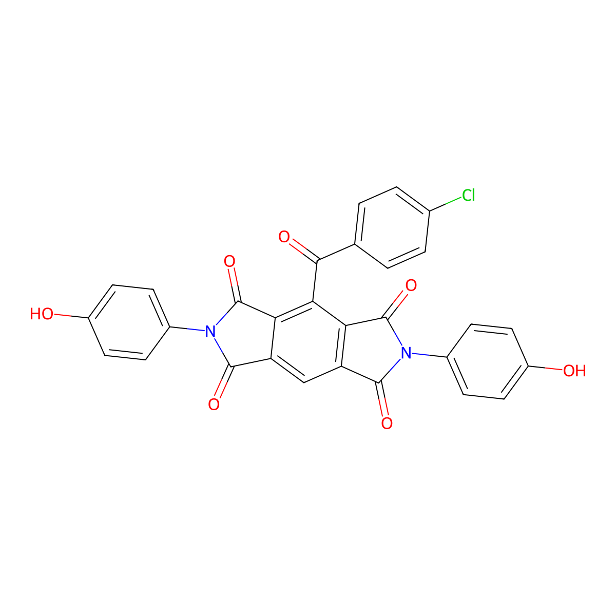 4-[(4-chlorophenyl)carbonyl]-2,6-bis(4-hydroxyphenyl)pyrrolo[3,4-f]isoindole-1,3,5,7(2H,6H)-tetrone molecular structure, CAS 305359-66-4