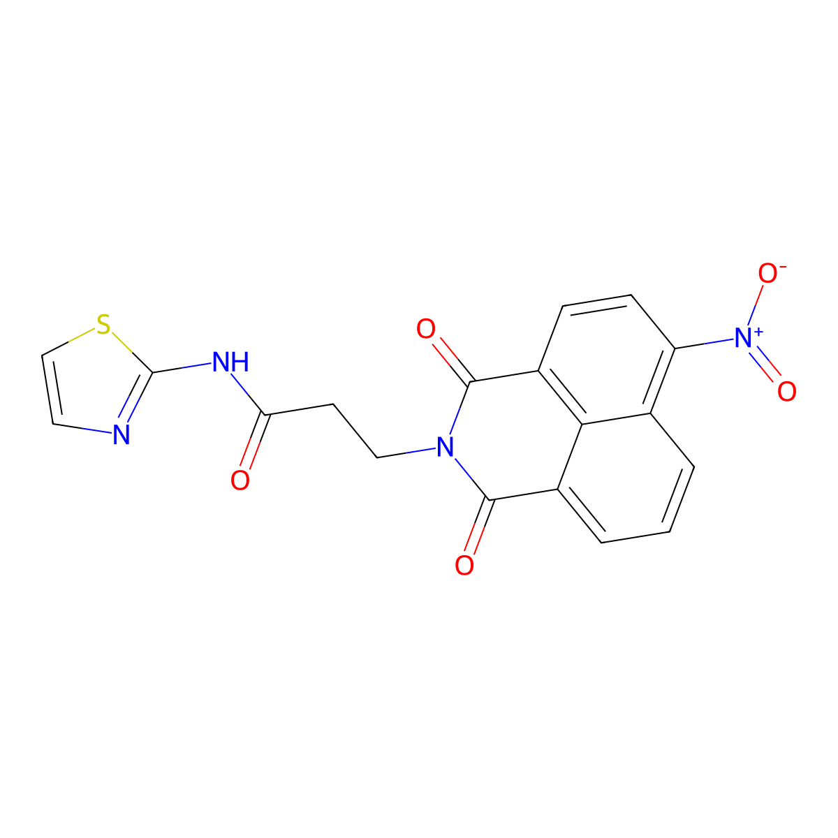 3-(6-nitro-1,3-dioxobenzo[de]isoquinolin-2-yl)-N-(1,3-thiazol-2-yl)propanamide molecular structure, CAS 305359-74-4