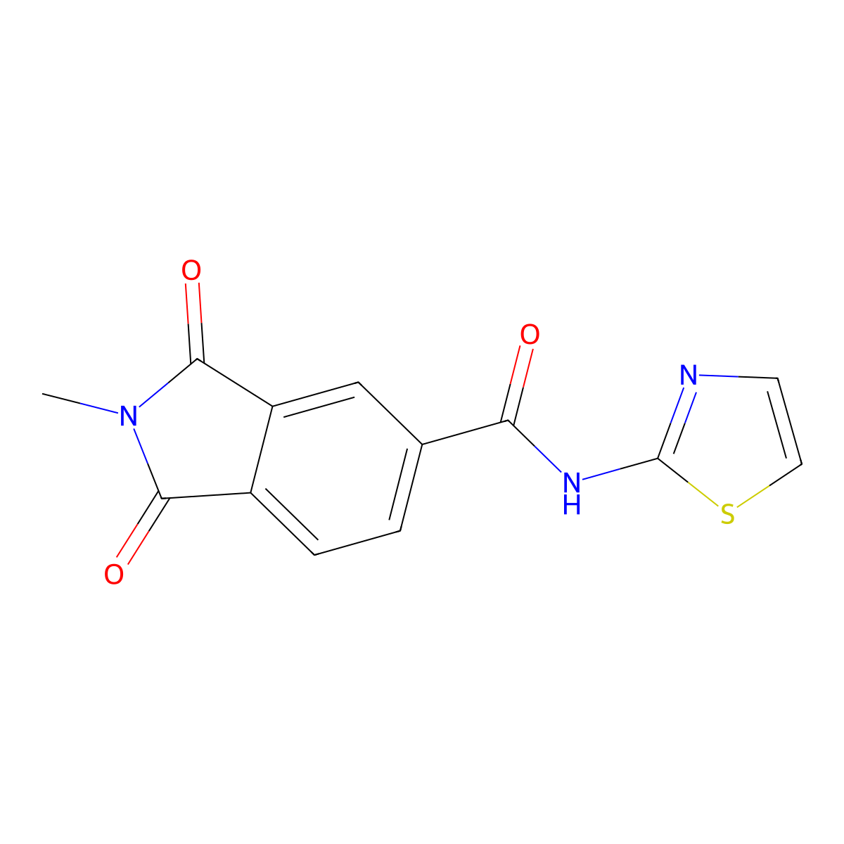 2-methyl-1,3-dioxo-N-(1,3-thiazol-2-yl)isoindole-5-carboxamide molecular structure, CAS 305360-46-7