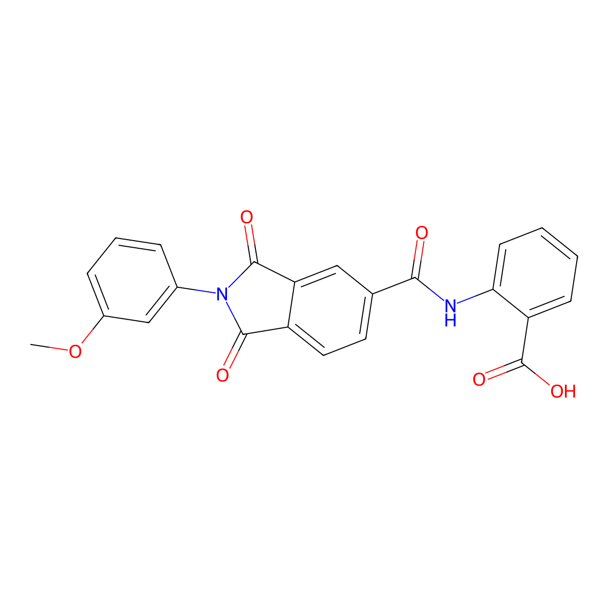 2-(2-(3-Methoxyphenyl)-1,3-dioxoisoindoline-5-carboxamido)benzoic acid molecular structure, CAS 305360-50-3