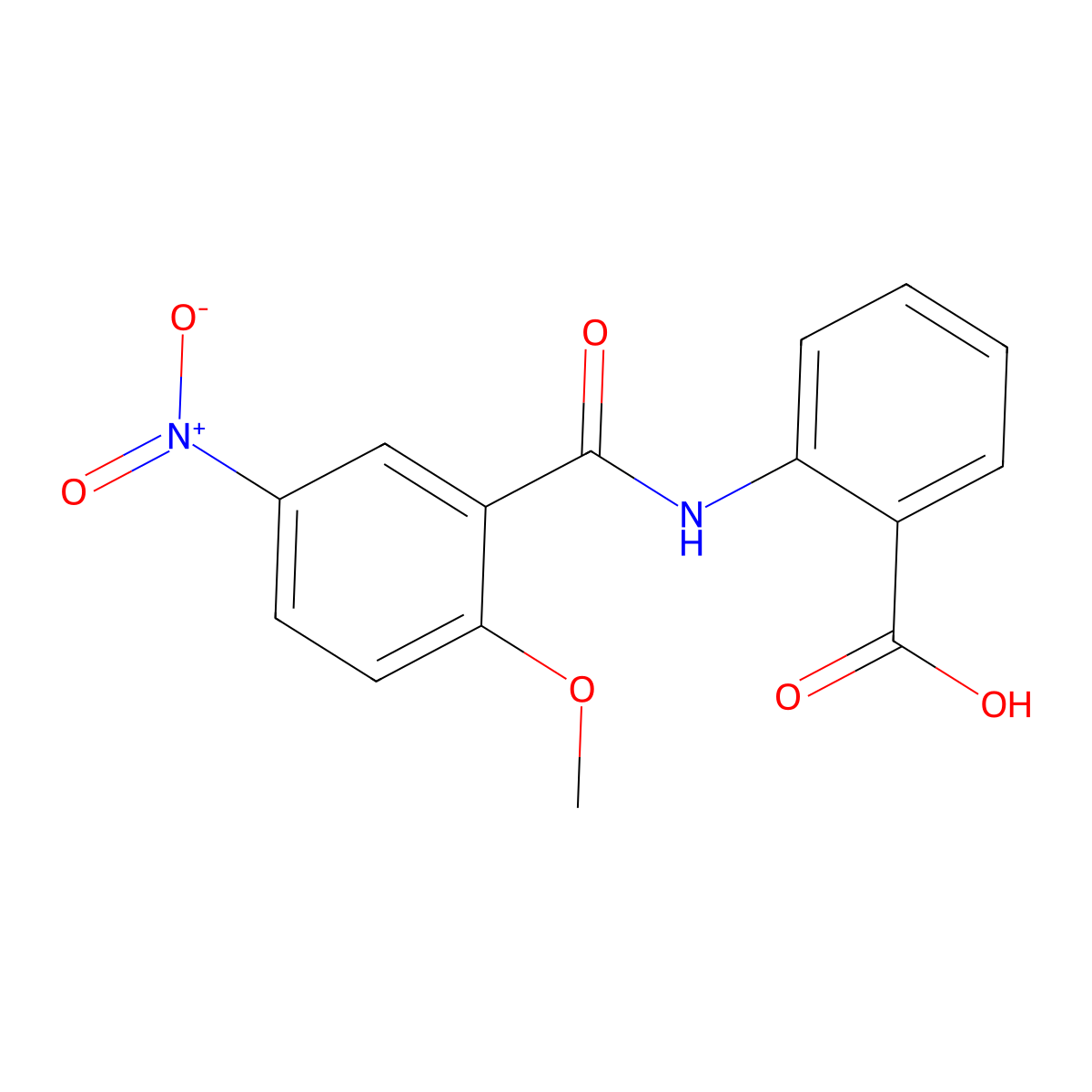 2-{[(2-Methoxy-5-nitrophenyl)carbonyl]amino}benzoic acid molecular structure, CAS 305360-90-1