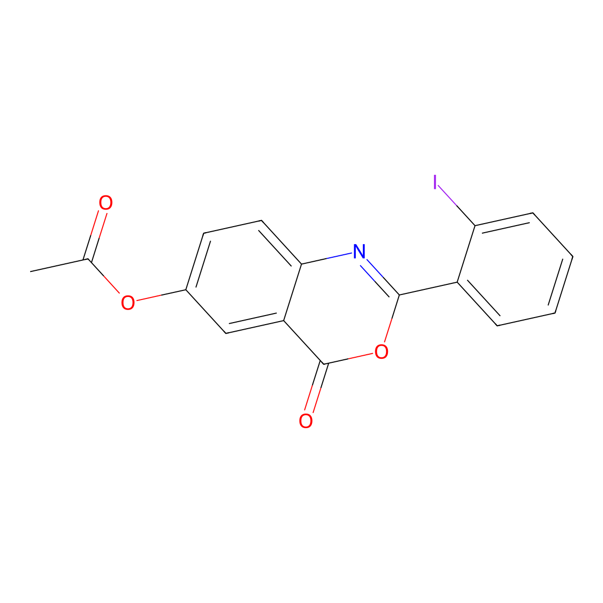 2-(2-iodophenyl)-4-oxo-4H-3,1-benzoxazin-6-yl acetate molecular structure, CAS 305361-13-1