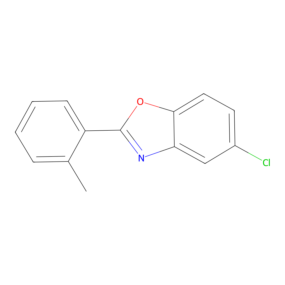 5-Chloro-2-(2-methylphenyl)-1,3-benzoxazole molecular structure, CAS 305361-65-3