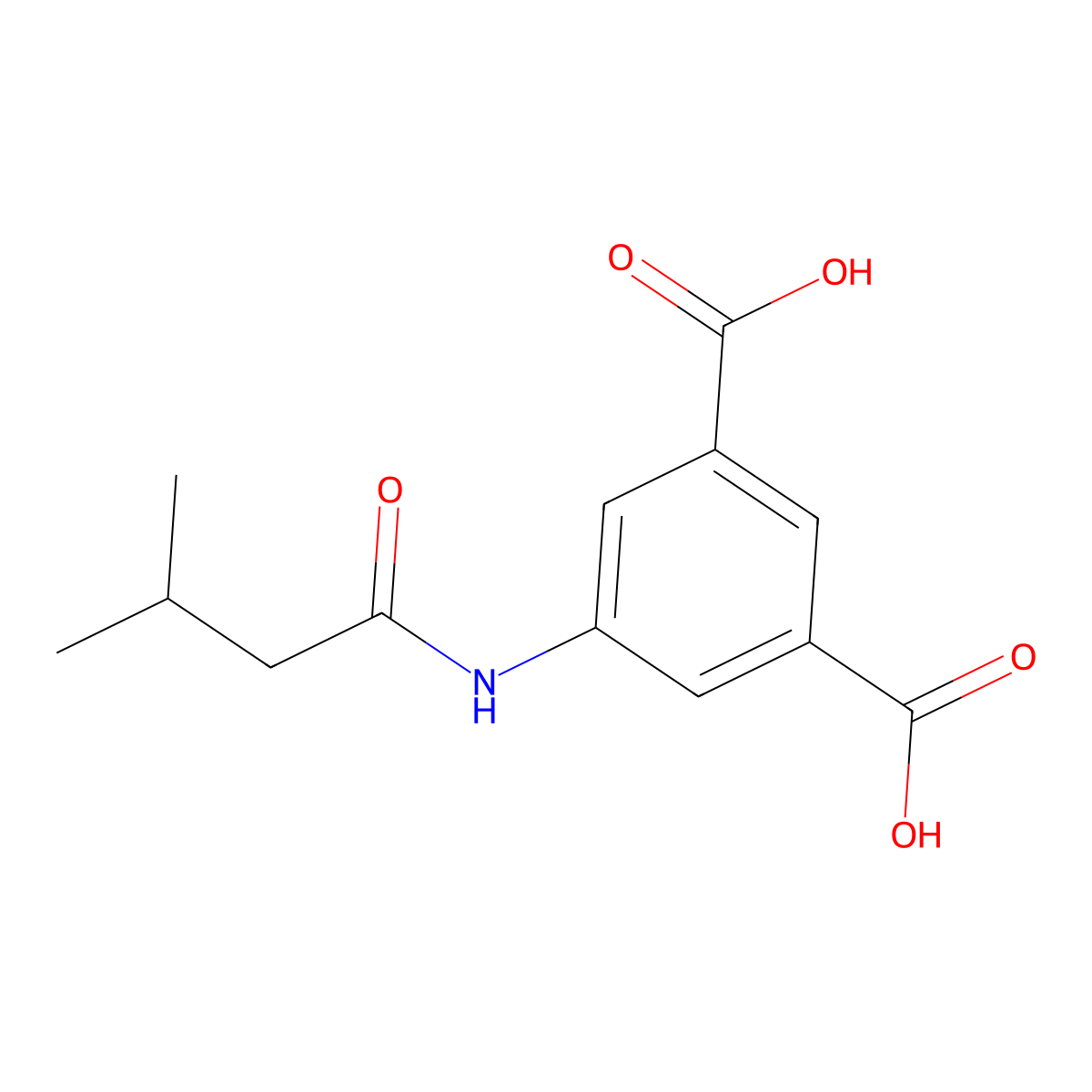 5-[(3-Methylbutanoyl)amino]benzene-1,3-dicarboxylic acid molecular structure, CAS 305361-68-6