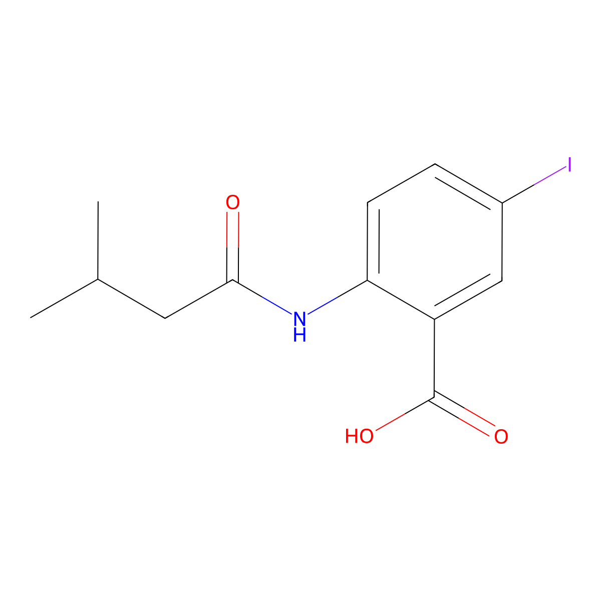 5-Iodo-2-(3-methylbutanoylamino)benzoic acid molecular structure, CAS 305361-72-2
