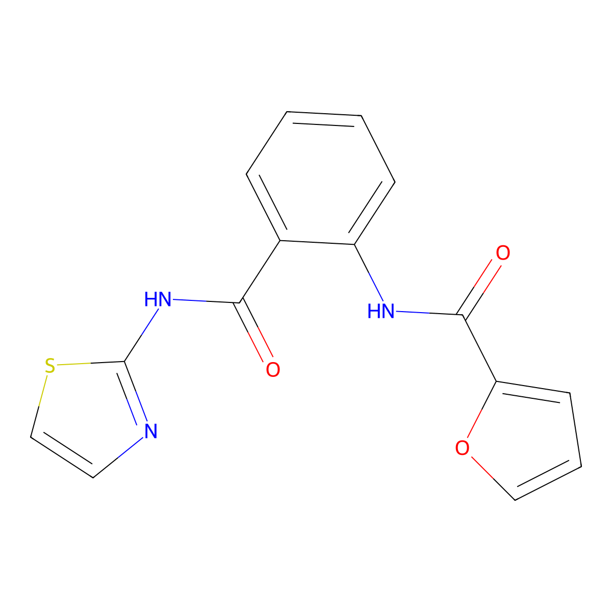 N-[2-(1,3-thiazol-2-ylcarbamoyl)phenyl]furan-2-carboxamide molecular structure, CAS 305361-79-9