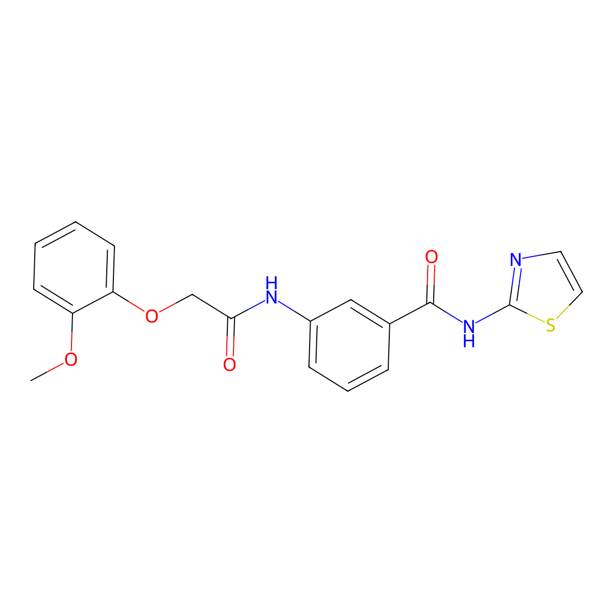 3-{[(2-methoxyphenoxy)acetyl]amino}-N-(1,3-thiazol-2-yl)benzamide molecular structure, CAS 305361-80-2