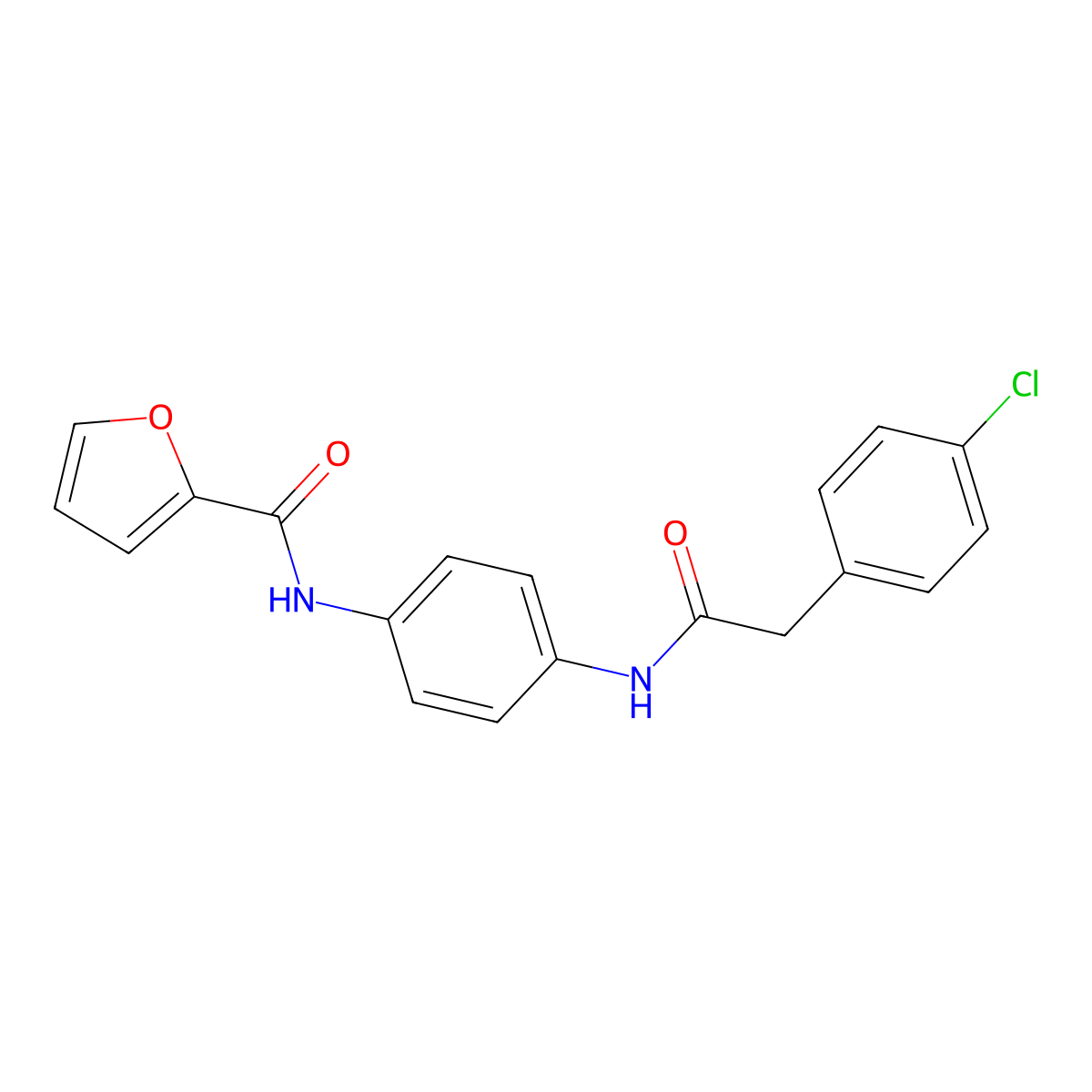 N-[4-[[2-(4-chlorophenyl)acetyl]amino]phenyl]furan-2-carboxamide molecular structure, CAS 305361-81-3