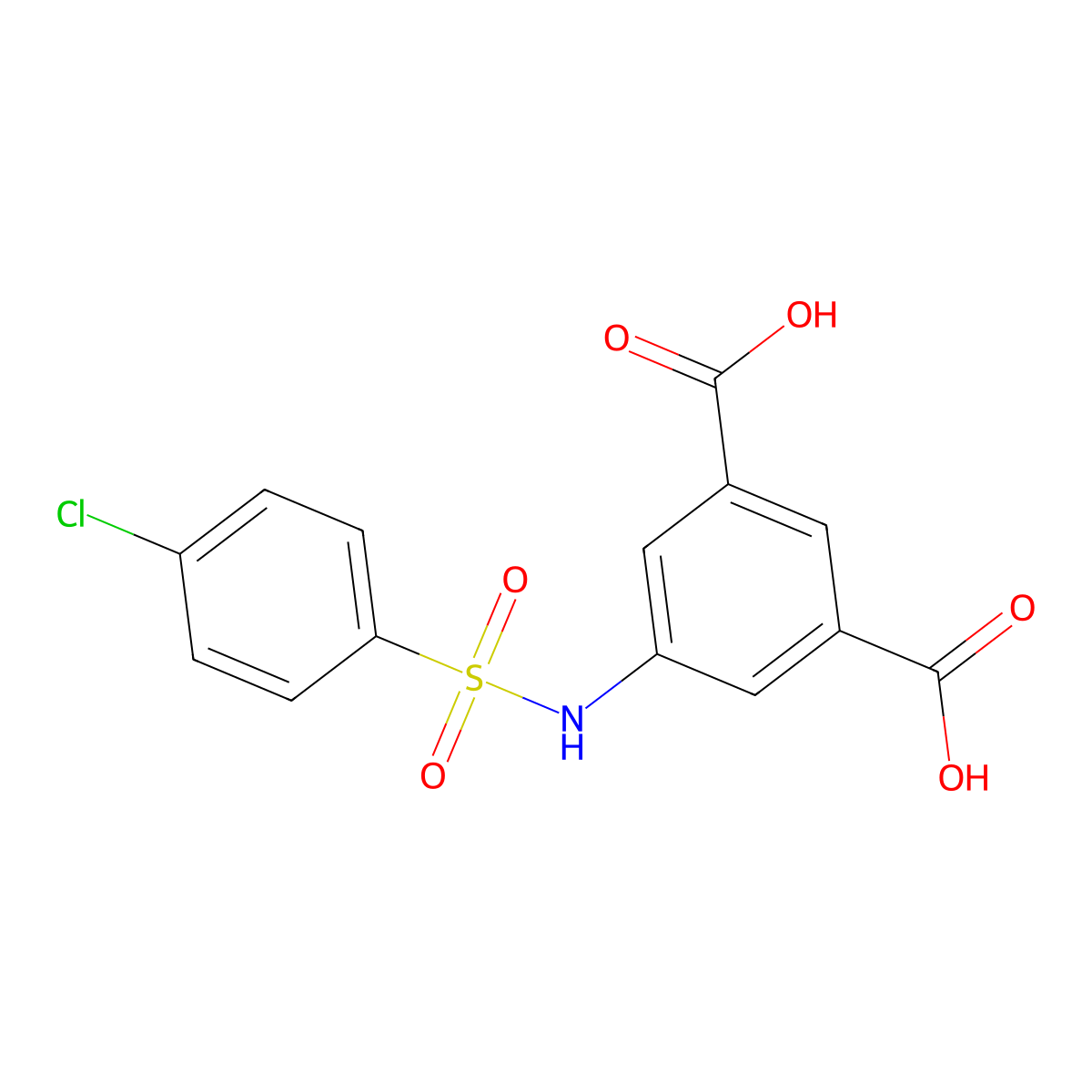 5-[(4-Chlorophenyl)sulfonylamino]benzene-1,3-dicarboxylic acid molecular structure, CAS 305361-84-6