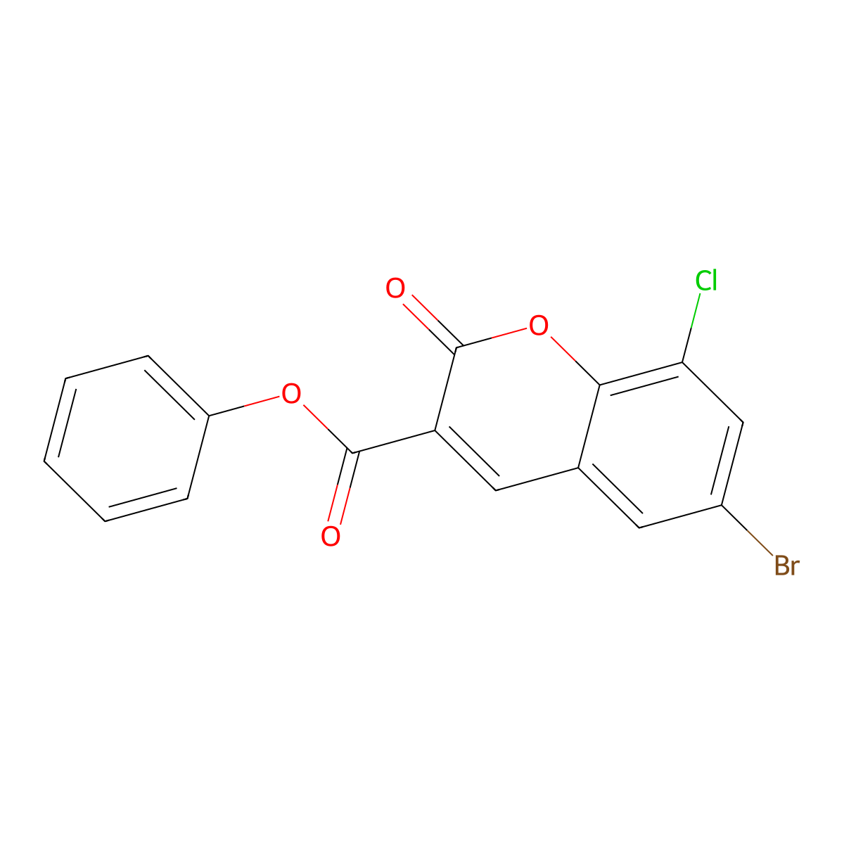 phenyl 6-bromo-8-chloro-2-oxo-2H-chromene-3-carboxylate molecular structure, CAS 305362-12-3
