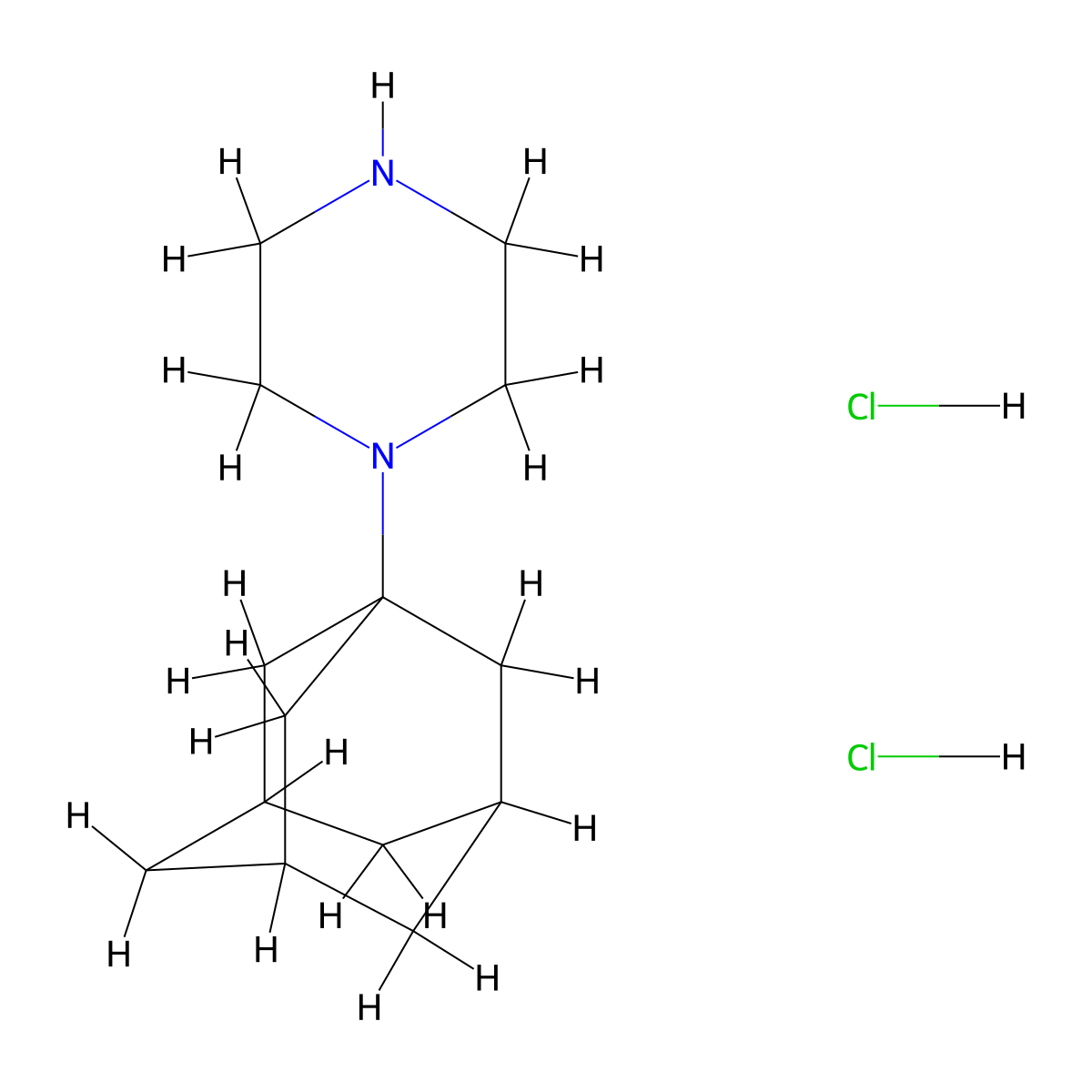 Adamantane, 1-(1-piperazinyl)-, dihydrochloride molecular structure, CAS 30537-92-9