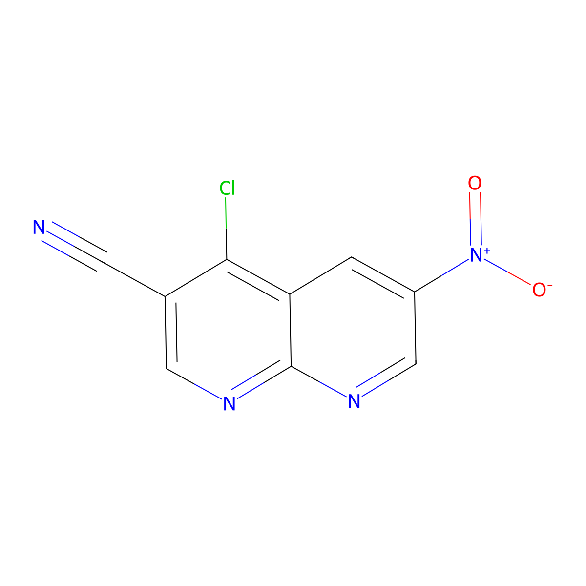 4-Chloro-6-nitro-1,8-naphthyridine-3-carbonitrile molecular structure, CAS 305370-84-7