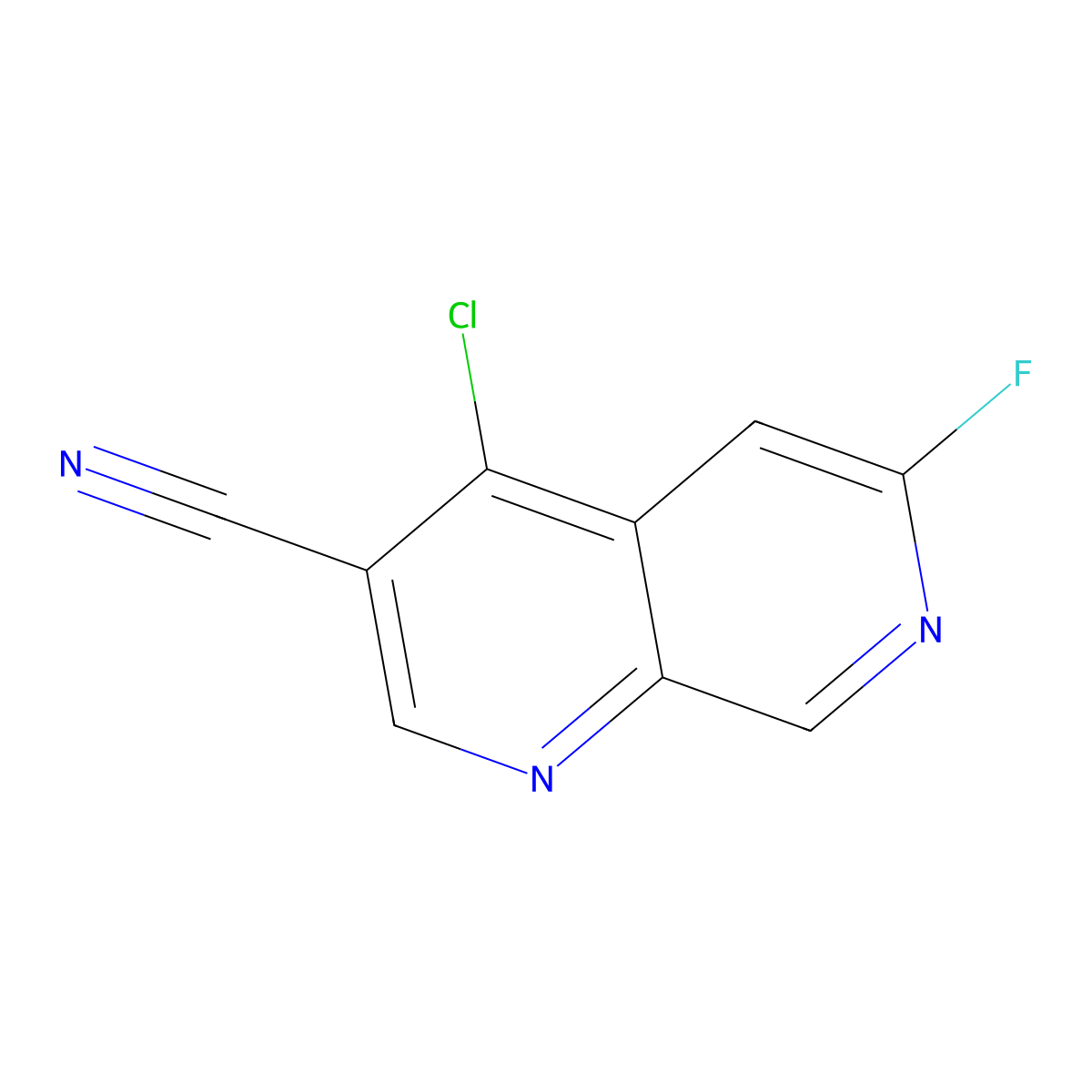4-Chloro-6-fluoro-1,7-naphthyridine-3-carbonitrile molecular structure, CAS 305371-18-0