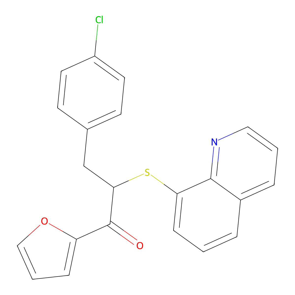 3-(4-Chlorophenyl)-1-(furan-2-yl)-2-(quinolin-8-ylsulfanyl)propan-1-one molecular structure, CAS 305372-63-8