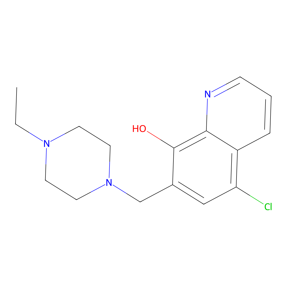 5-Chloro-7-[(4-ethylpiperazin-1-yl)methyl]quinolin-8-ol molecular structure, CAS 305372-76-3
