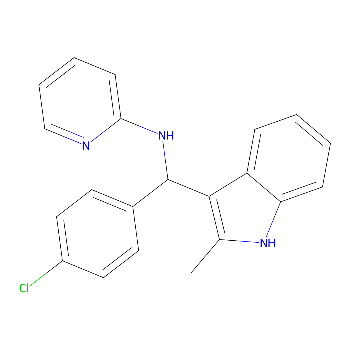 N-[(4-chlorophenyl)-(2-methyl-1H-indol-3-yl)methyl]pyridin-2-amine molecular structure, CAS 305372-78-5