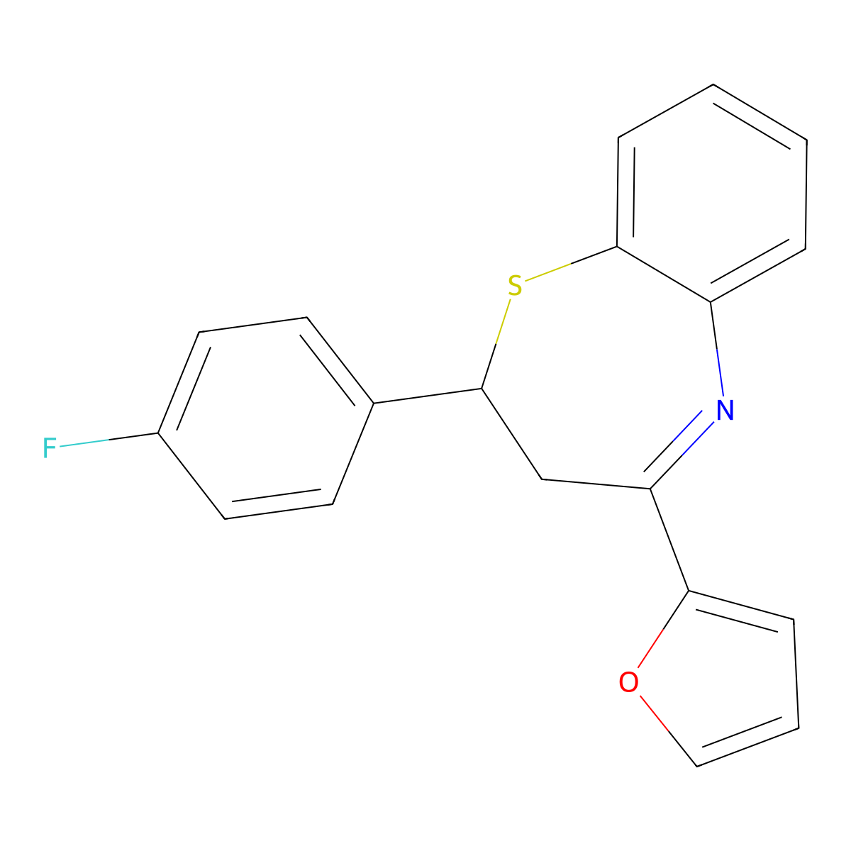 2-(4-Fluorophenyl)-4-(furan-2-yl)-2,3-dihydro-1,5-benzothiazepine molecular structure, CAS 305372-85-4