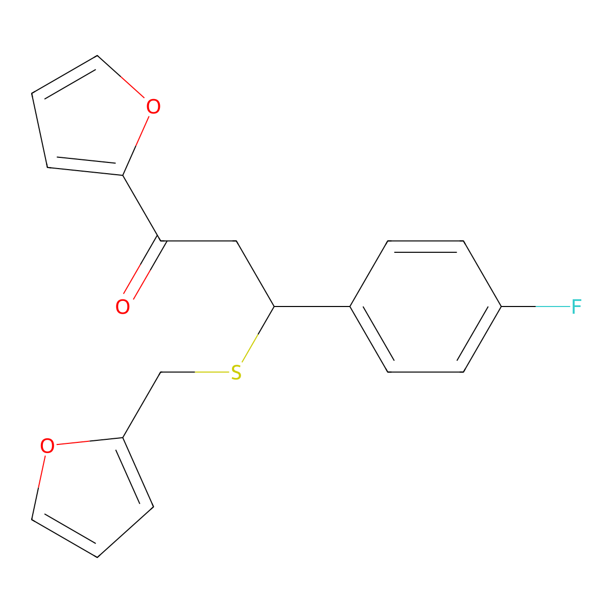 3-(4-Fluorophenyl)-1-(furan-2-yl)-3-((furan-2-ylmethyl)thio)propan-1-one molecular structure, CAS 305372-86-5